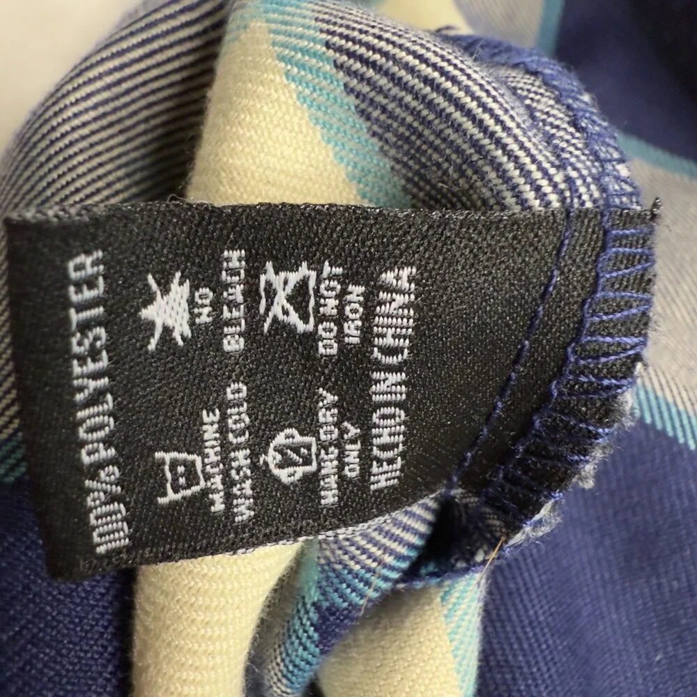 DIXXON DFC Youth Blue White Plaid Flannel Shirt Pearl Snap XL NWOT - Picture 7 of 10